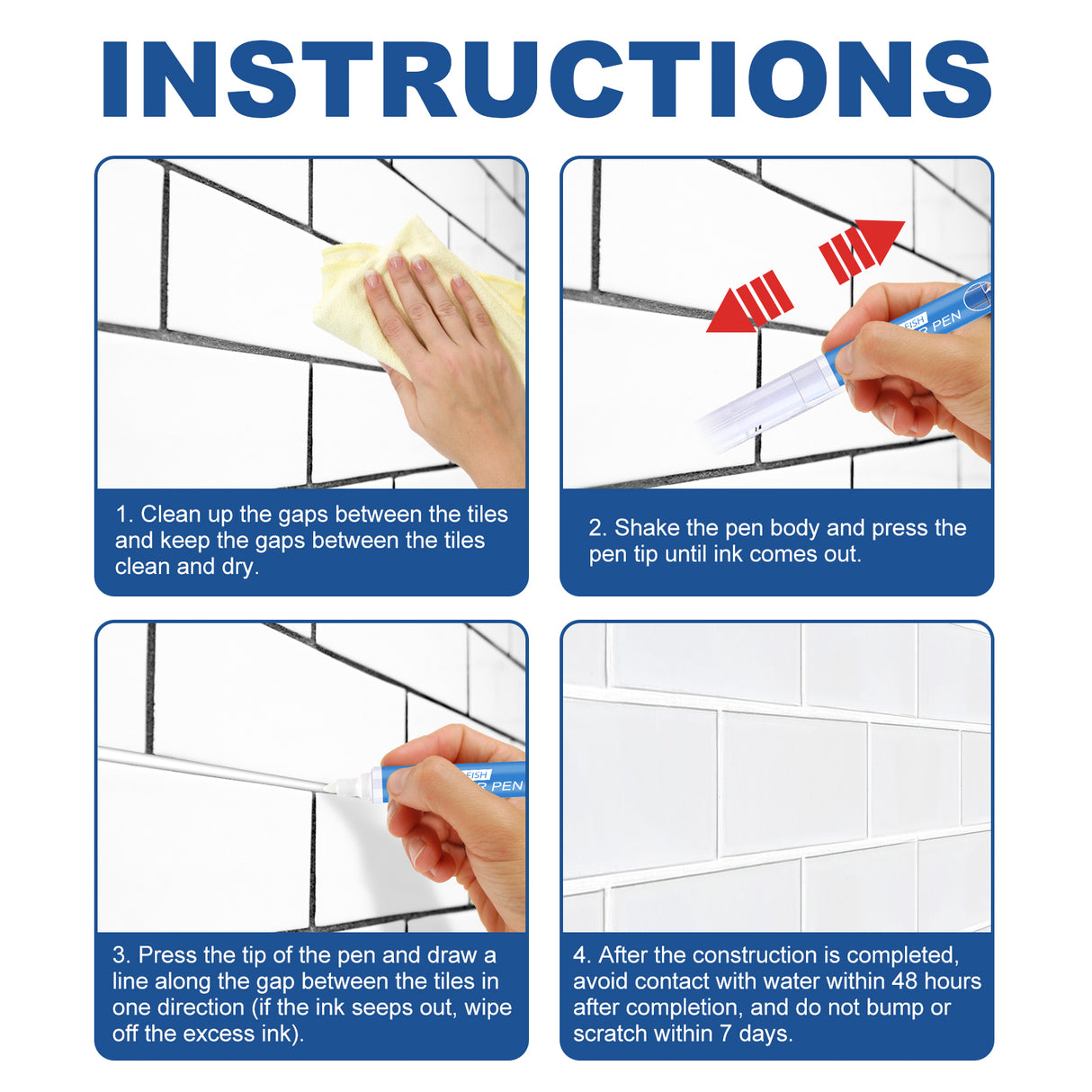 Jue Fish Tile Repair Pen Waterproof Mildew Resistant Tile Repair Pen For Bathroom Floor Crevices