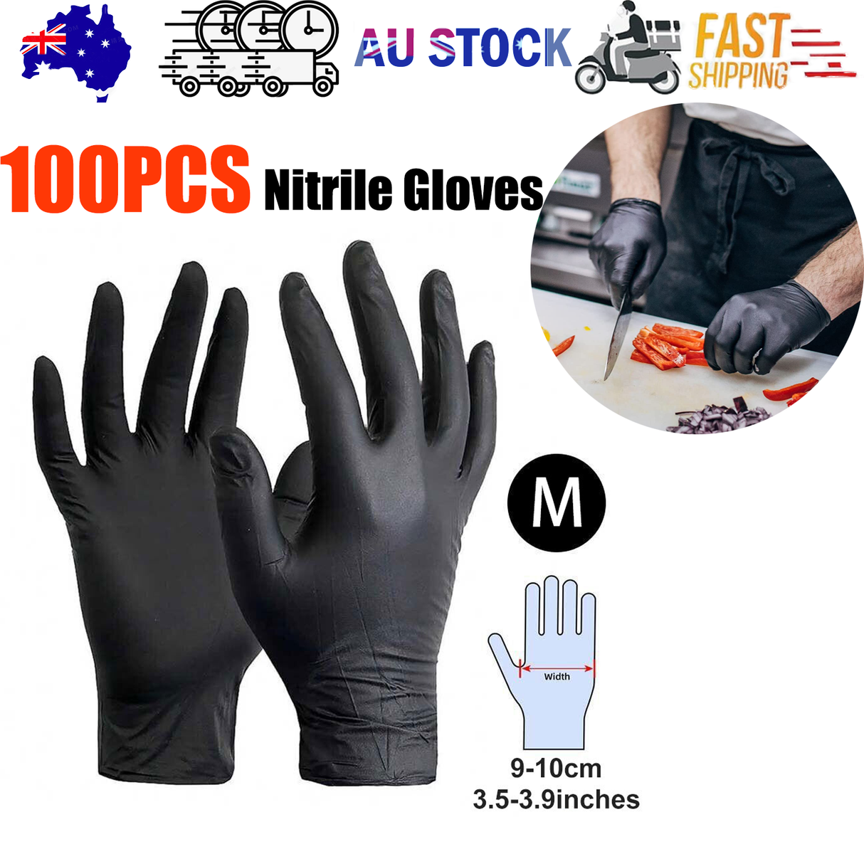 6g Flexible Disposable Nitrile Gloves For Mechanic Work Food Prepa 100pcs M