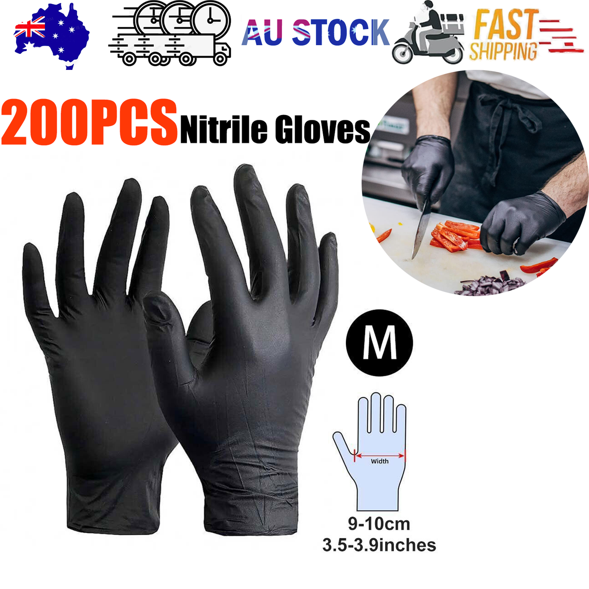 6g Flexible Disposable Nitrile Gloves For Mechanic Work Food Prepa 200Pcs M