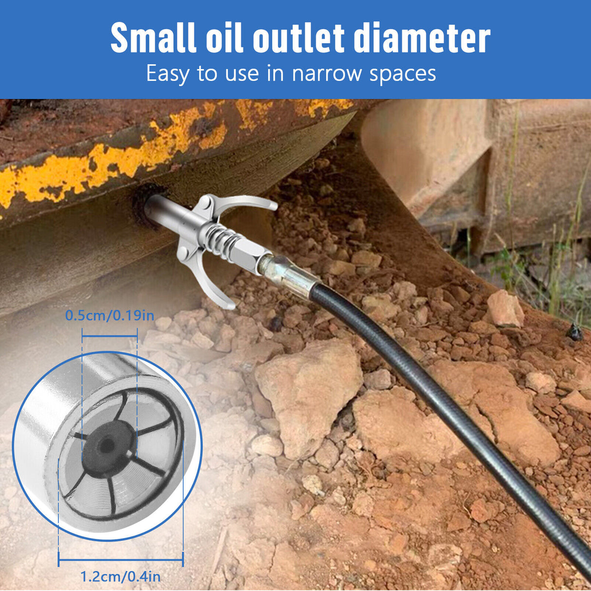 Grease Gun Coupler High Pressure Quick Release Lock Nozzles w/Hose For 1/8"NPT