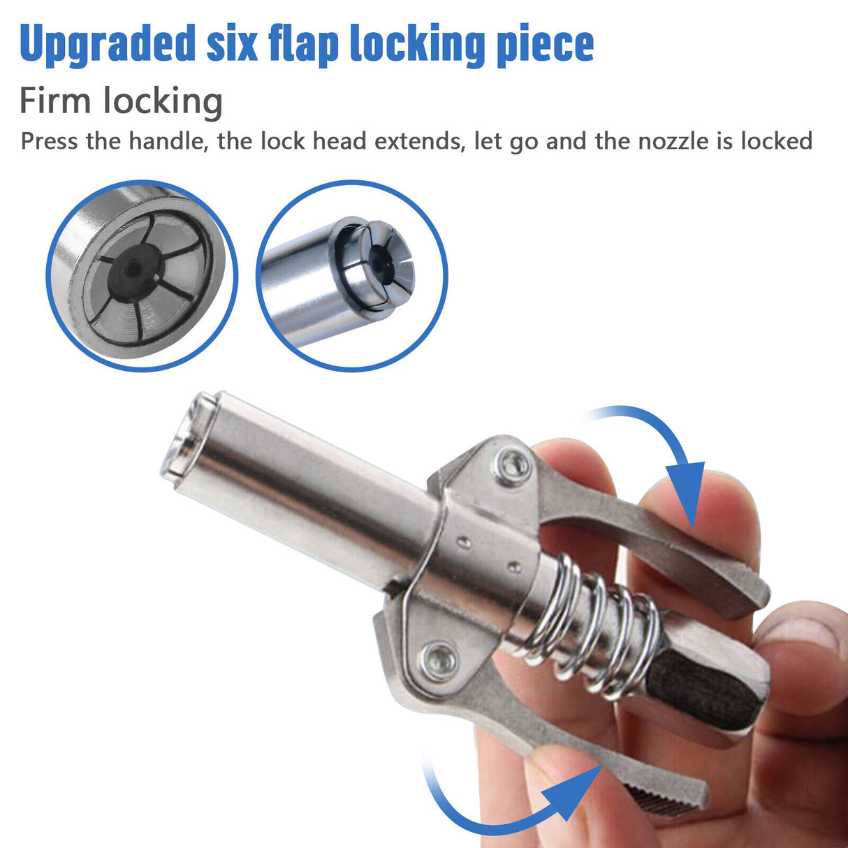 Grease Gun Coupler High Pressure Quick Release Lock Nozzles w/Hose For 1/8"NPT
