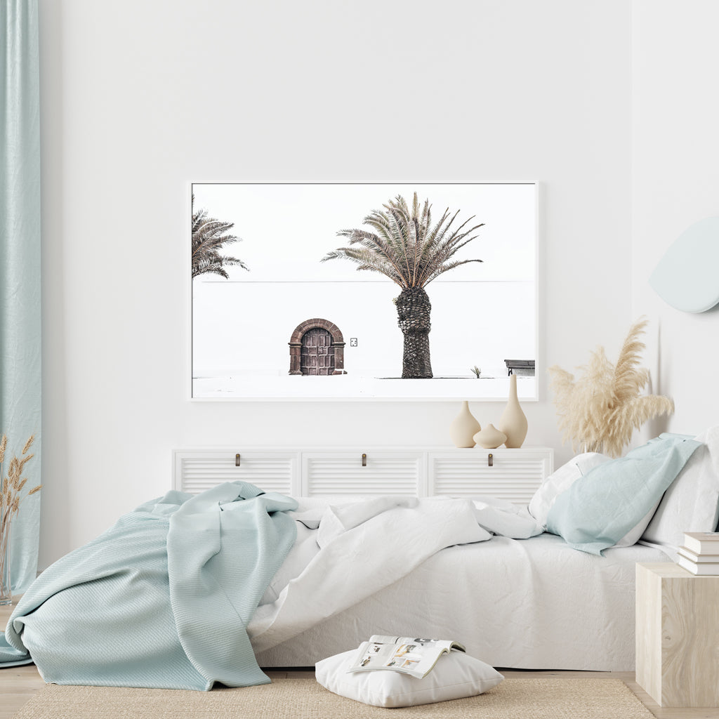 Wall Art 70cmx100cm European Palm Tree White Frame Canvas