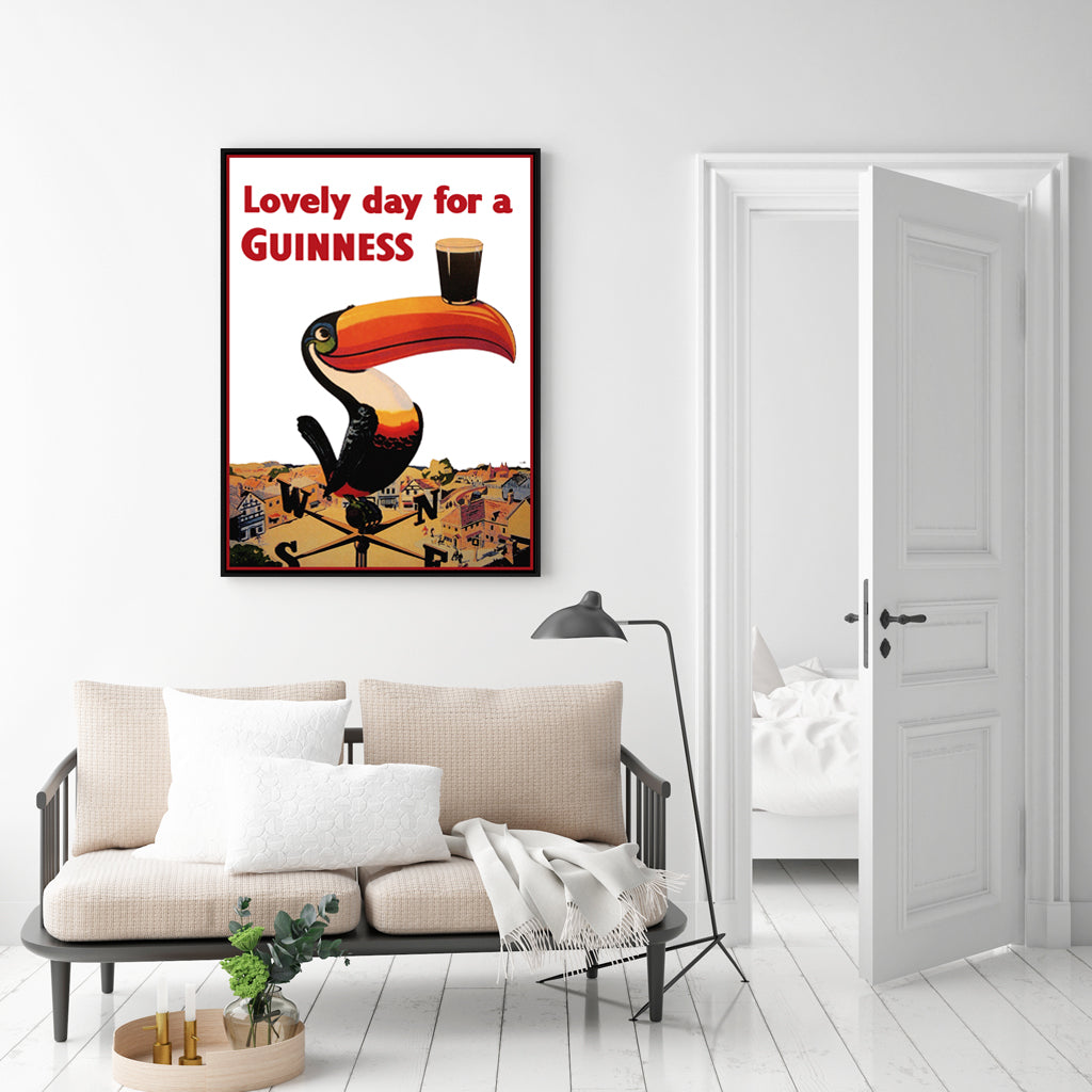 Wall Art 70cmx100cm Beer Lovely Day For A Guinness Black Frame Canvas