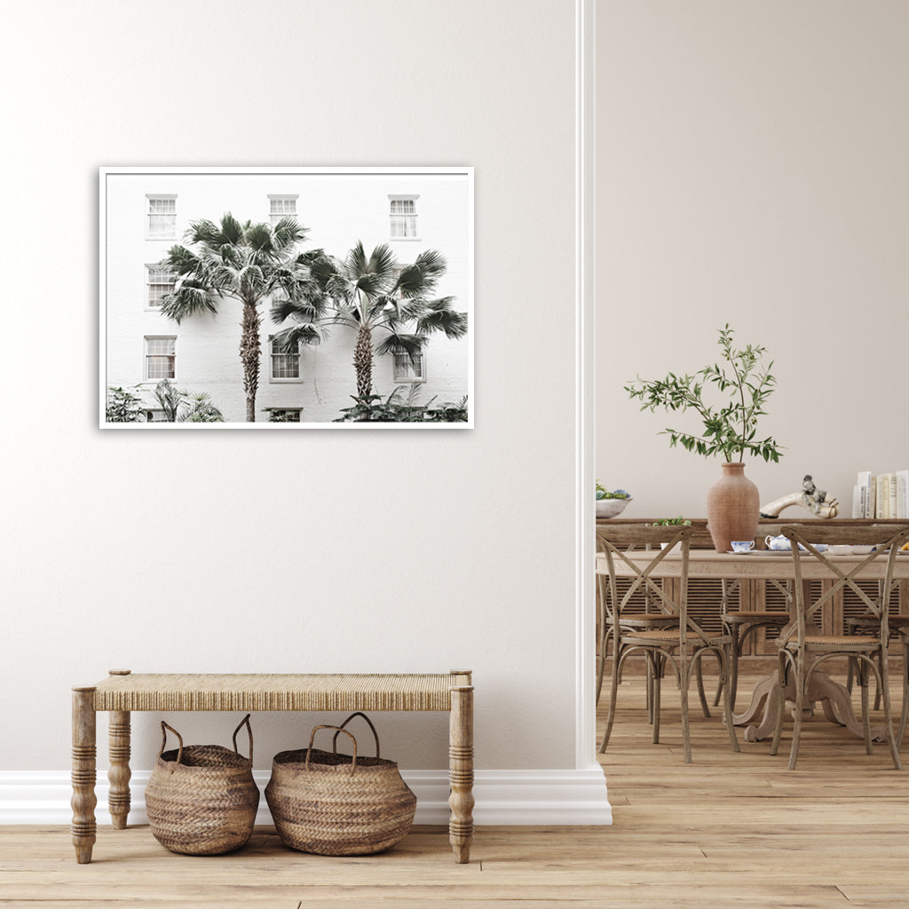 Wall Art 60cmx90cm Palm Tree White Frame Canvas