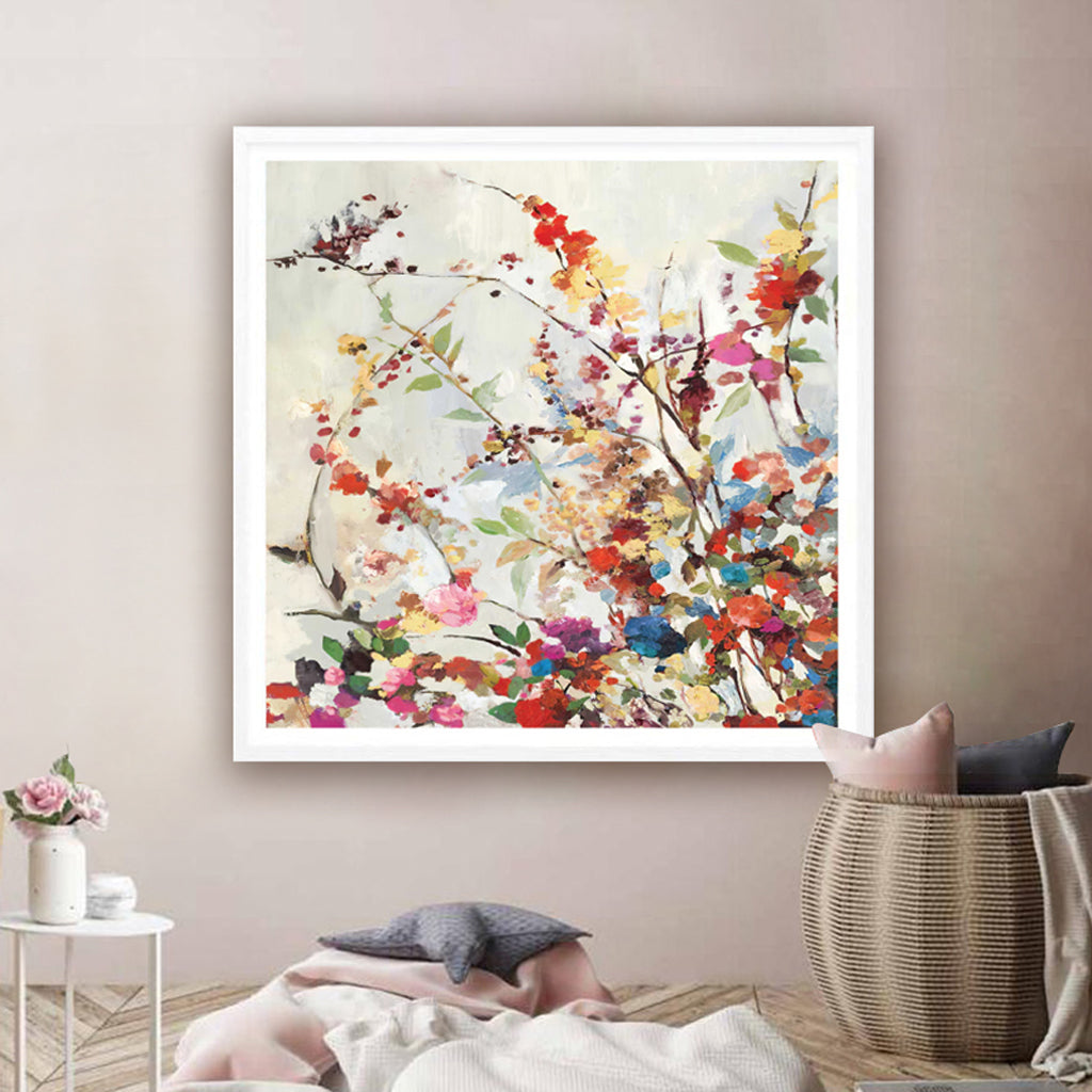 Wall Art 60cmx60cm Coming Spring Square Size White Frame Canvas