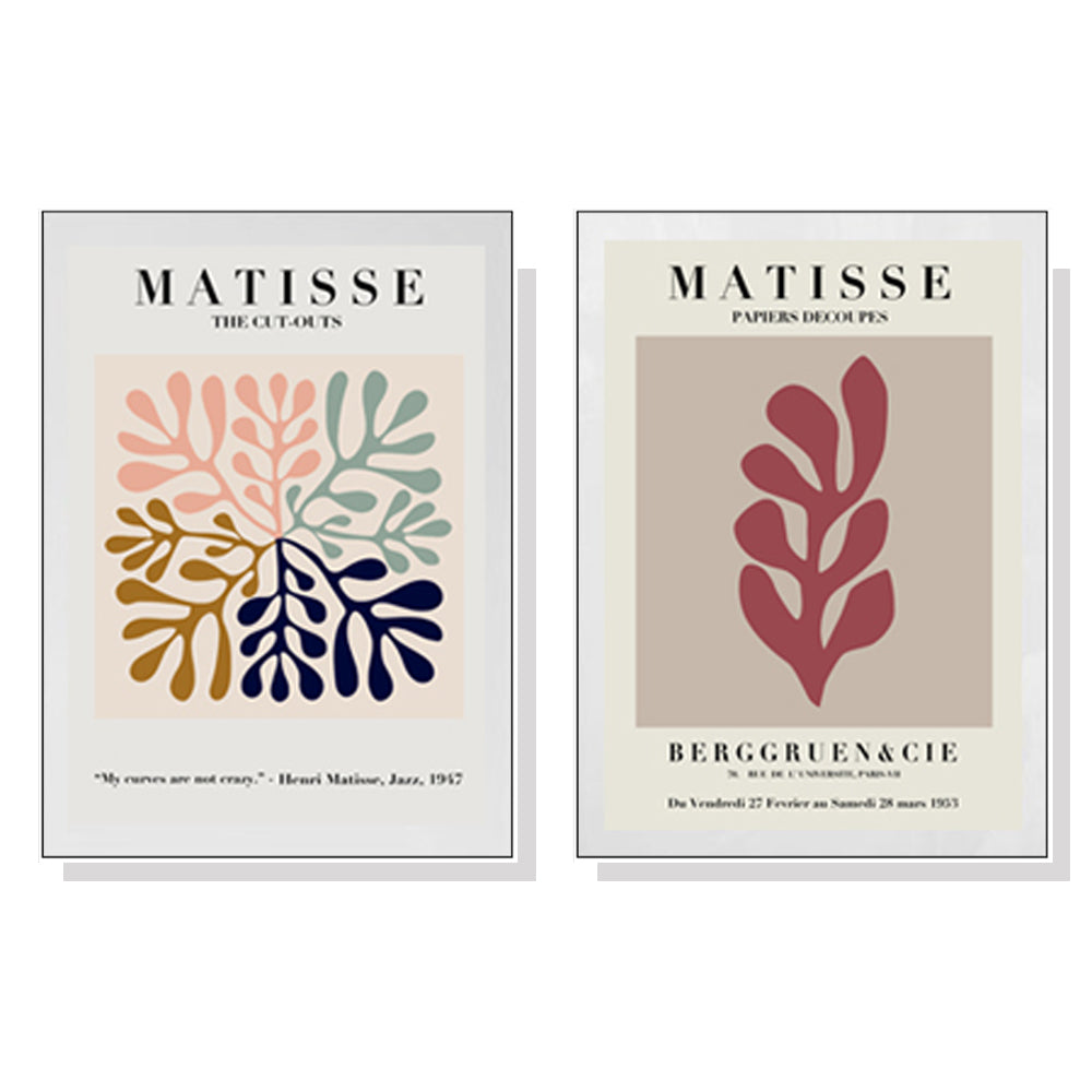 Matisse Canvas Wall Art Set - 80cm x 120cm with Elegant White Frames