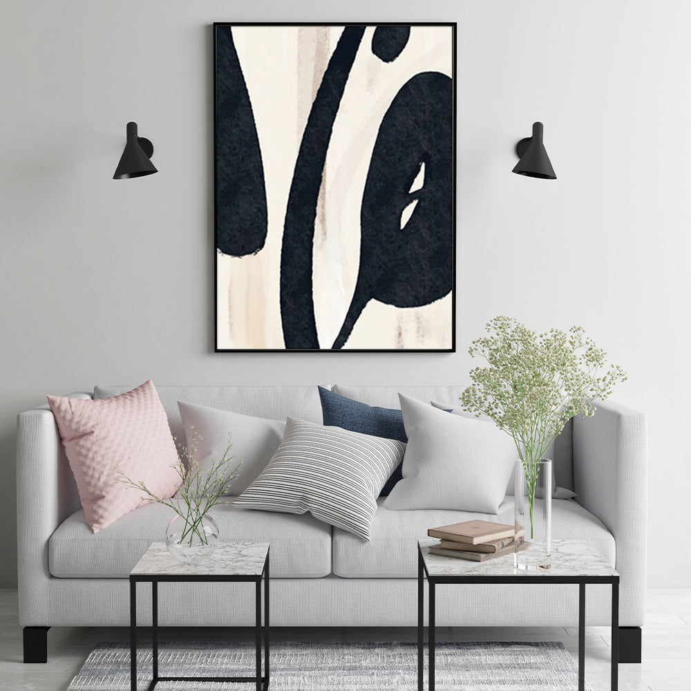 Elegant Black Ink Canvas Art with Frame - 80cm x 120cm