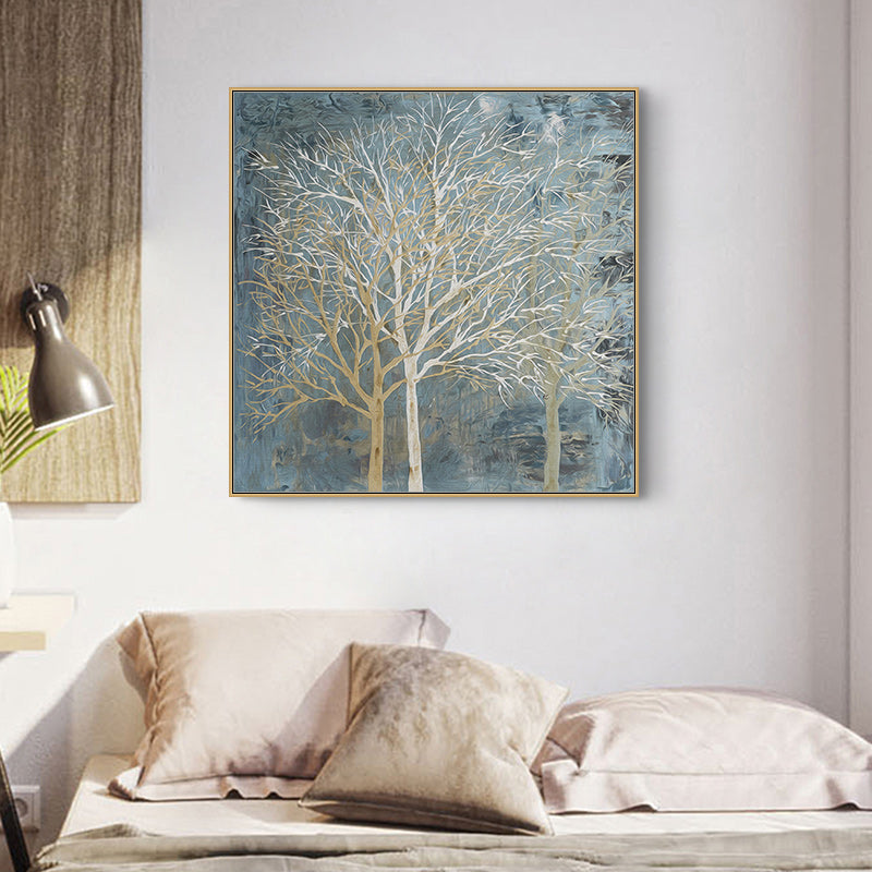 Twilight Forest Canvas Art 90cm x 90cm with Elegant Gold Frame