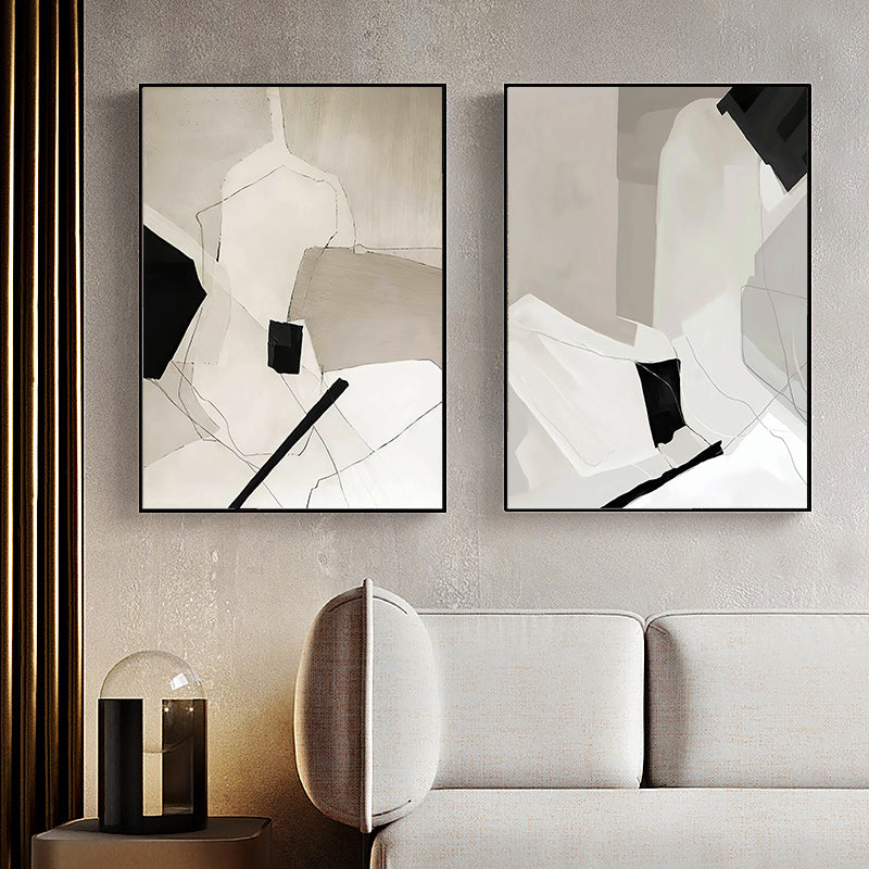 Modern Abstract Canvas Wall Art Set with Black Floating Frame - 70cm x 100cm