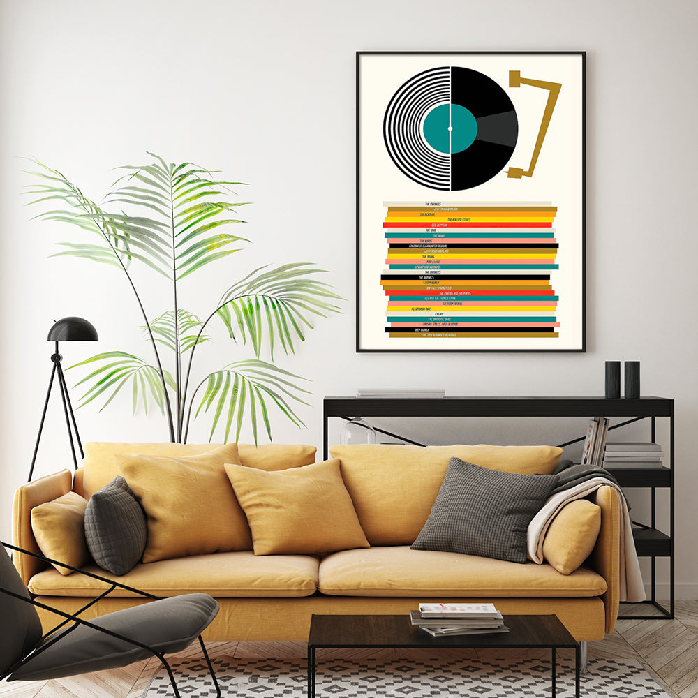 Framed Canvas Wall Art - 40x60cm Music Theme with Black Finish