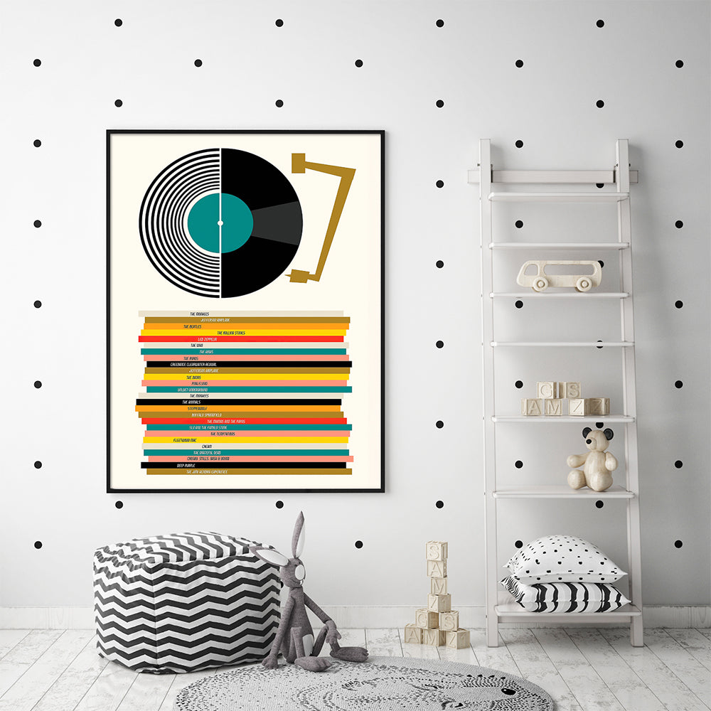 Framed Canvas Wall Art - 40x60cm Music Theme with Black Finish
