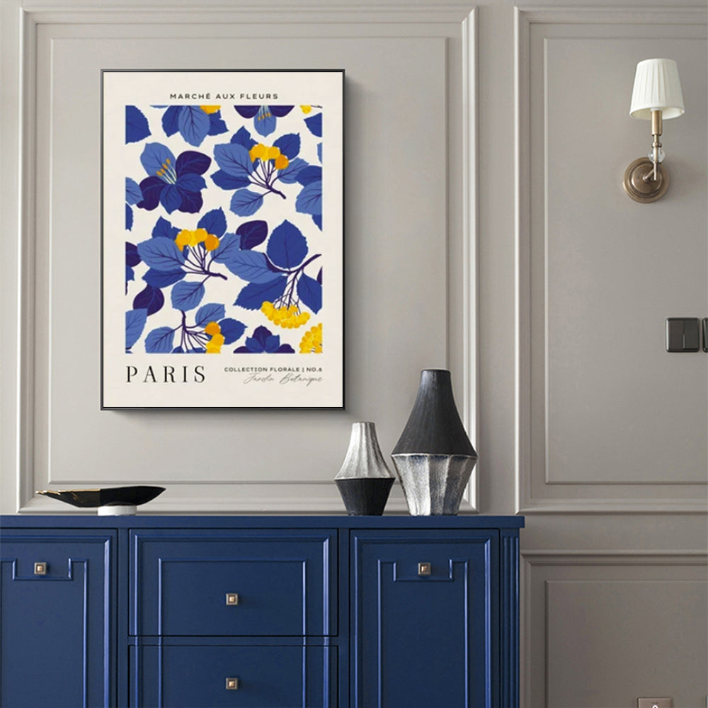 Parisian Floral Market Canvas Art - 40cm x 60cm with Black Frame