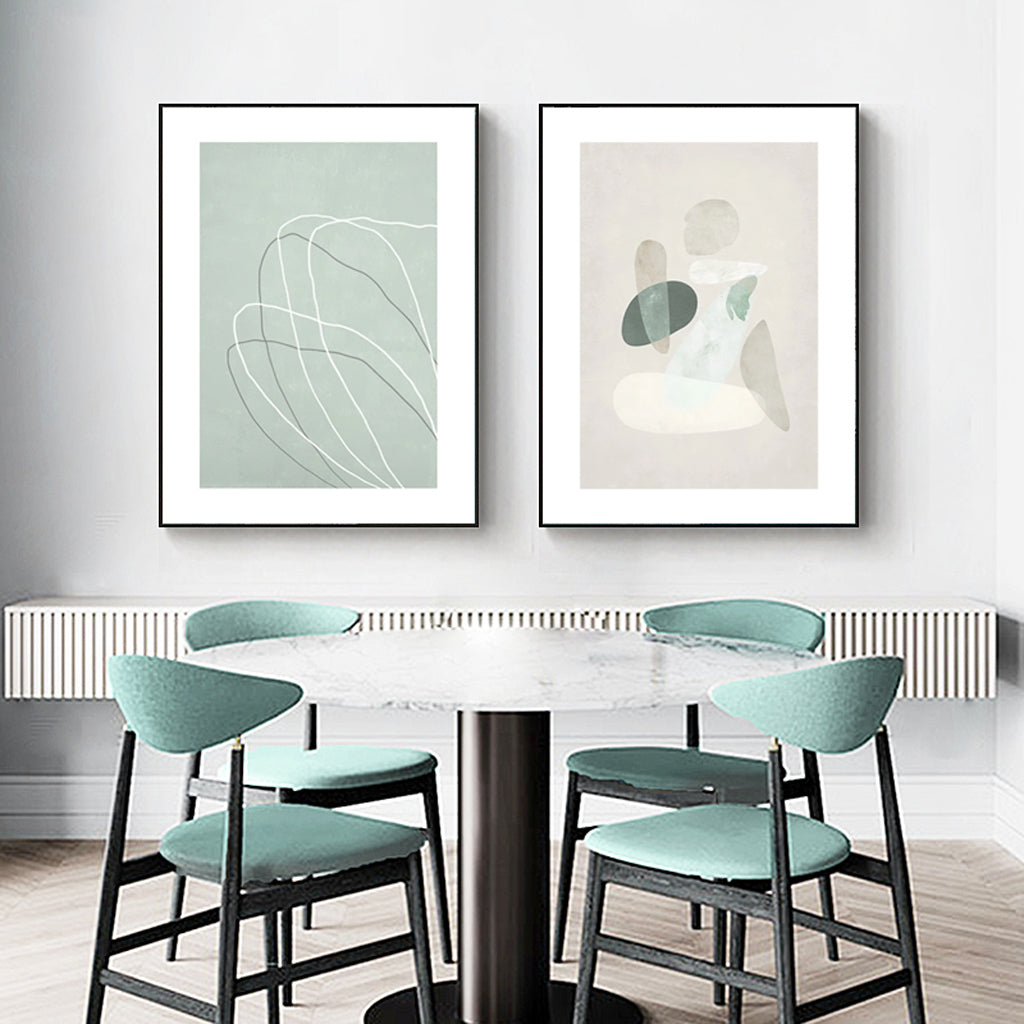 Abstract Body and Lines Canvas Art Set - 80x120cm with Black Frame