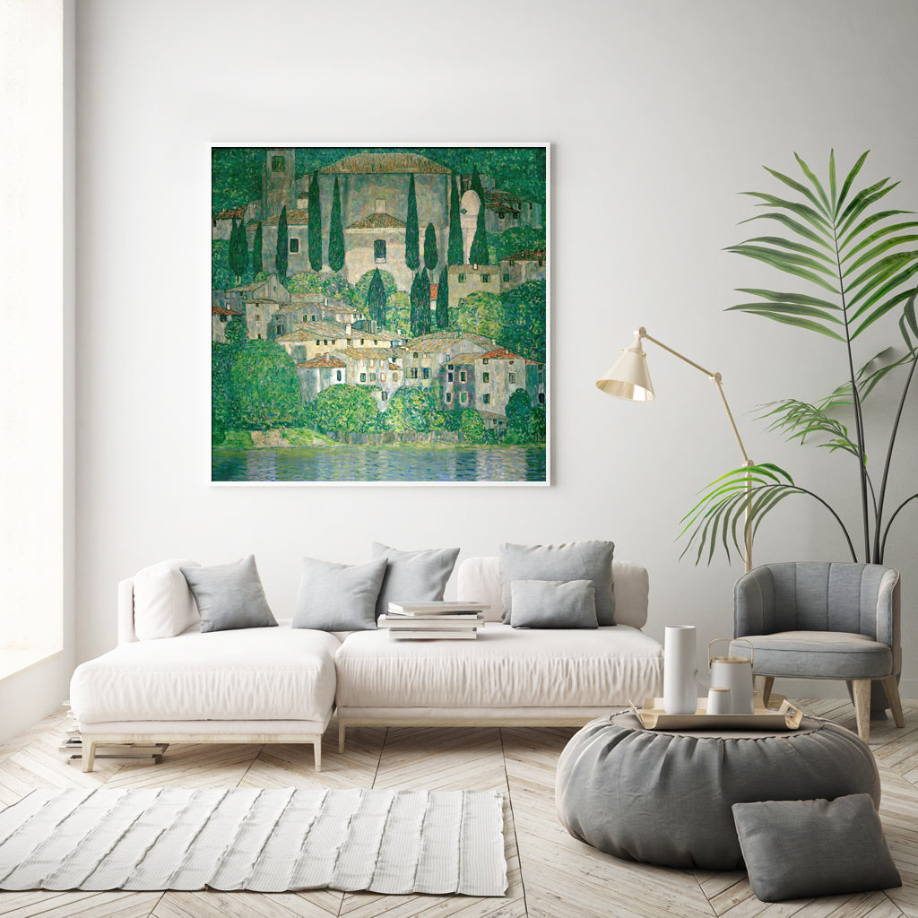 Gustav Klimt's Kirche In Cassone Canvas Print - 40x40cm Framed Artwork