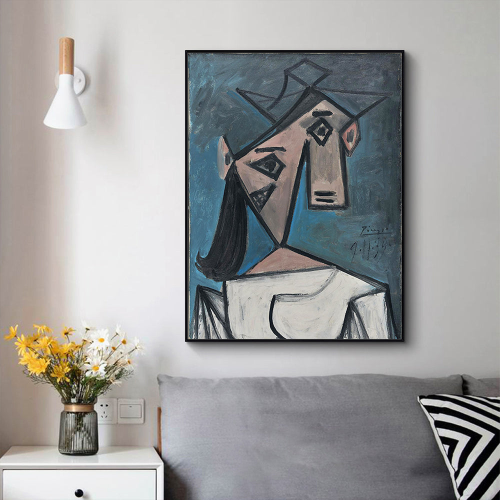 Pablo Picasso Woman's Portrait Canvas Art 40x60cm with Black Floating Frame