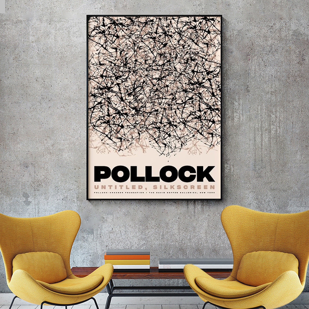 Jackson Pollock Inspired Canvas Print with Black Frame - 40cm x 60cm