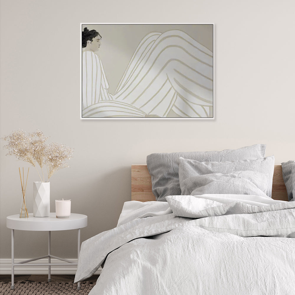 Abstract Lady Canvas Art with White Frame - 40cm x 60cm