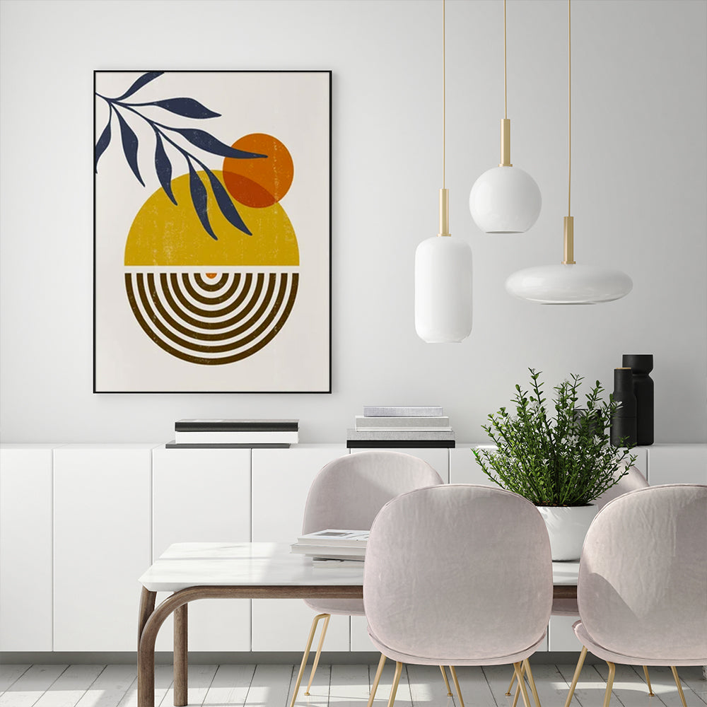 Celestial Harmony: Framed Canvas Art of Sun and Moon (90cm x 135cm)