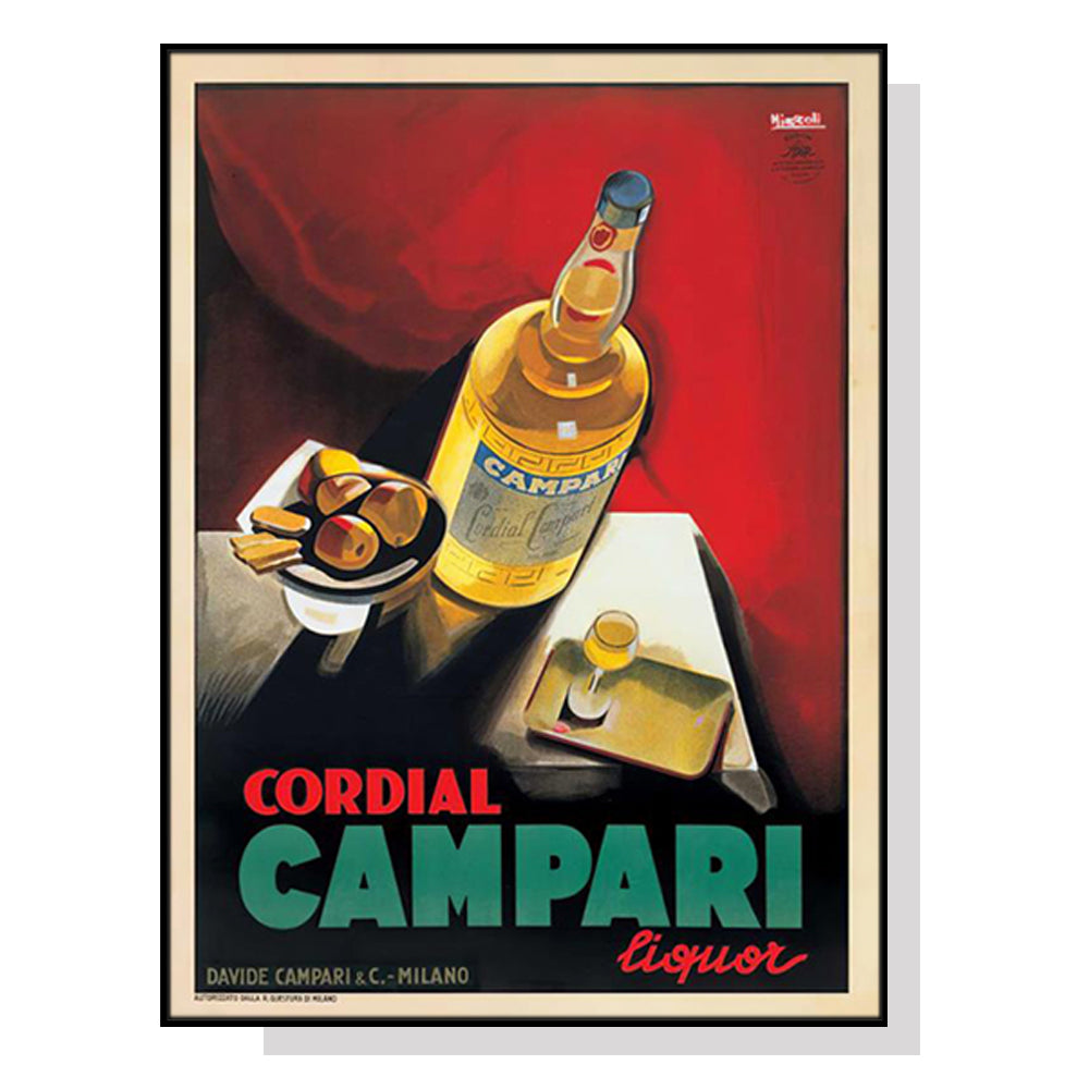 Cordial Campari Liquor Canvas Art with Black Frame - 40x60cm Premium Print