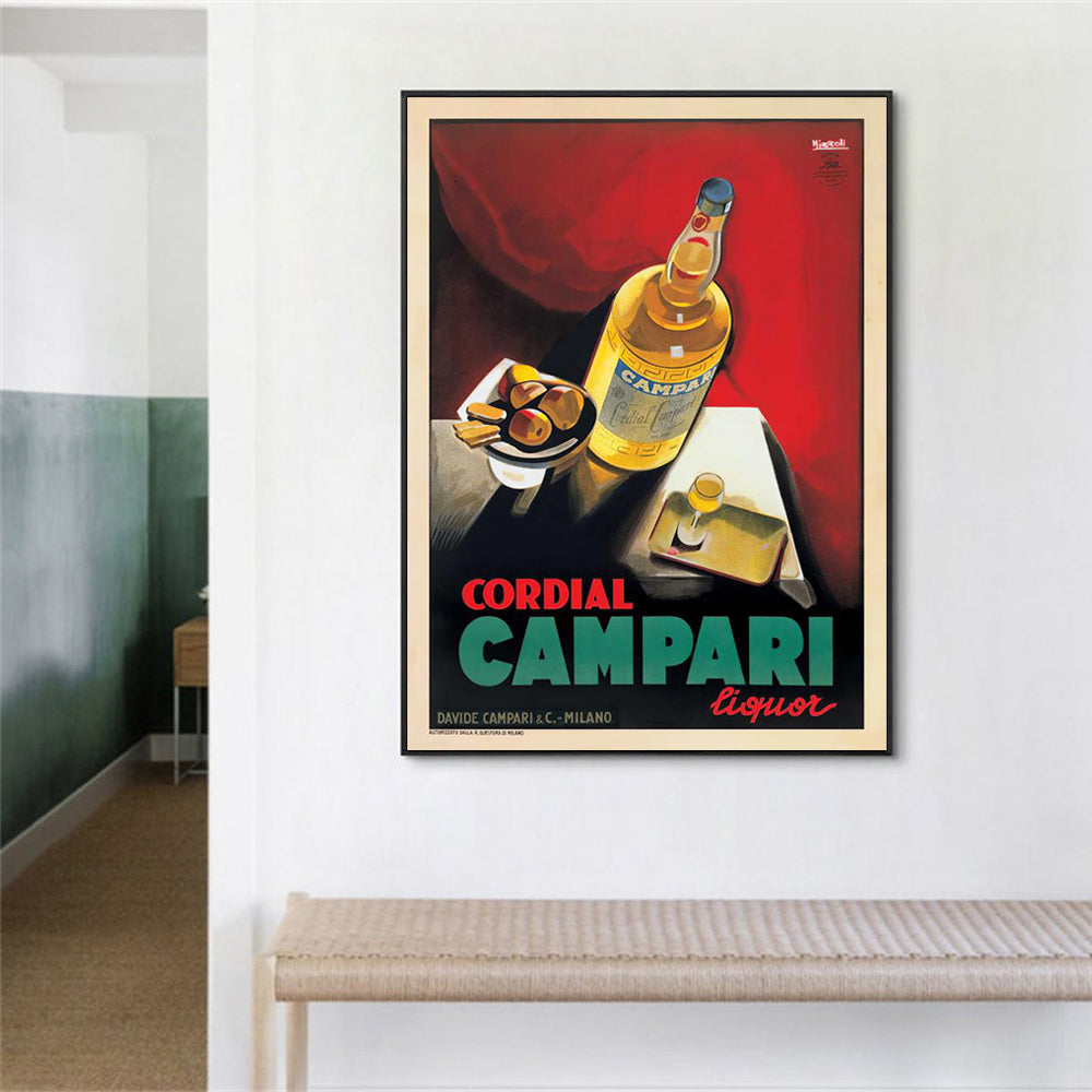 Cordial Campari Liquor Canvas Art with Black Frame - 40x60cm Premium Print