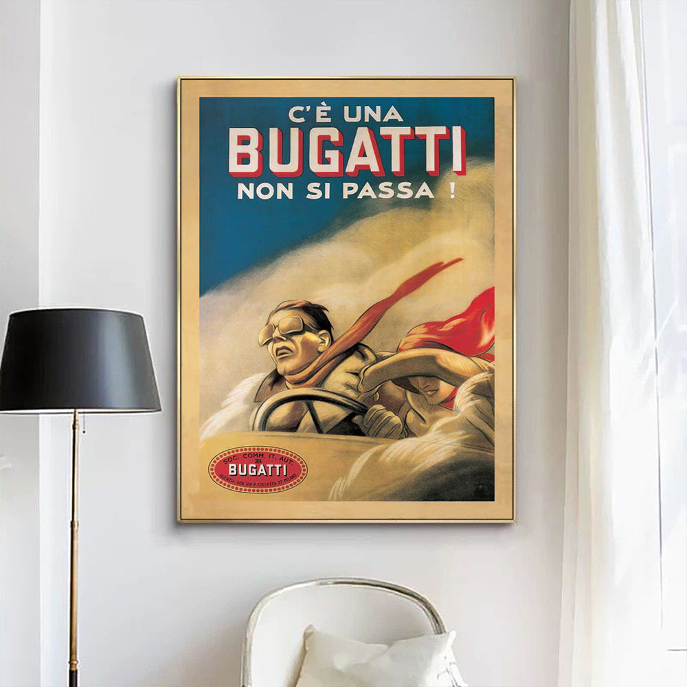 Bugatti Canvas Art with Gold Frame - 40x60cm Premium Print