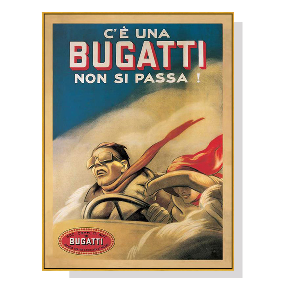 Bugatti Luxury Canvas Wall Art with Gold Frame - 100cm x 150cm