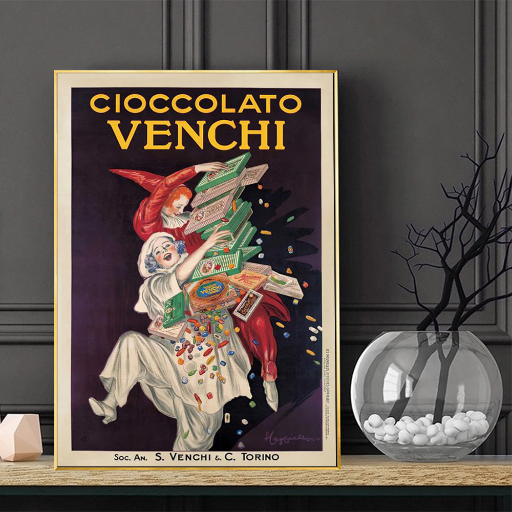 Vintage Gold Framed Canvas Art - 40cm x 60cm Cioccolato Venchi Print
