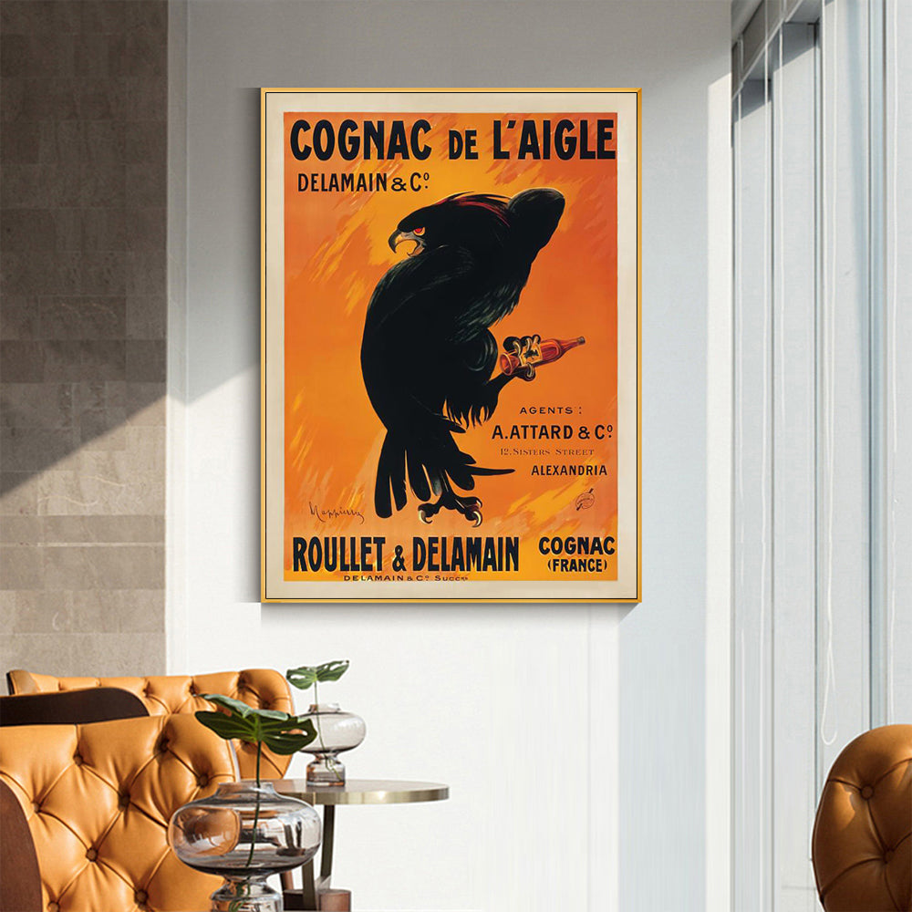Cognac de l’Aigle 40x60cm Canvas Art in Elegant Gold Frame