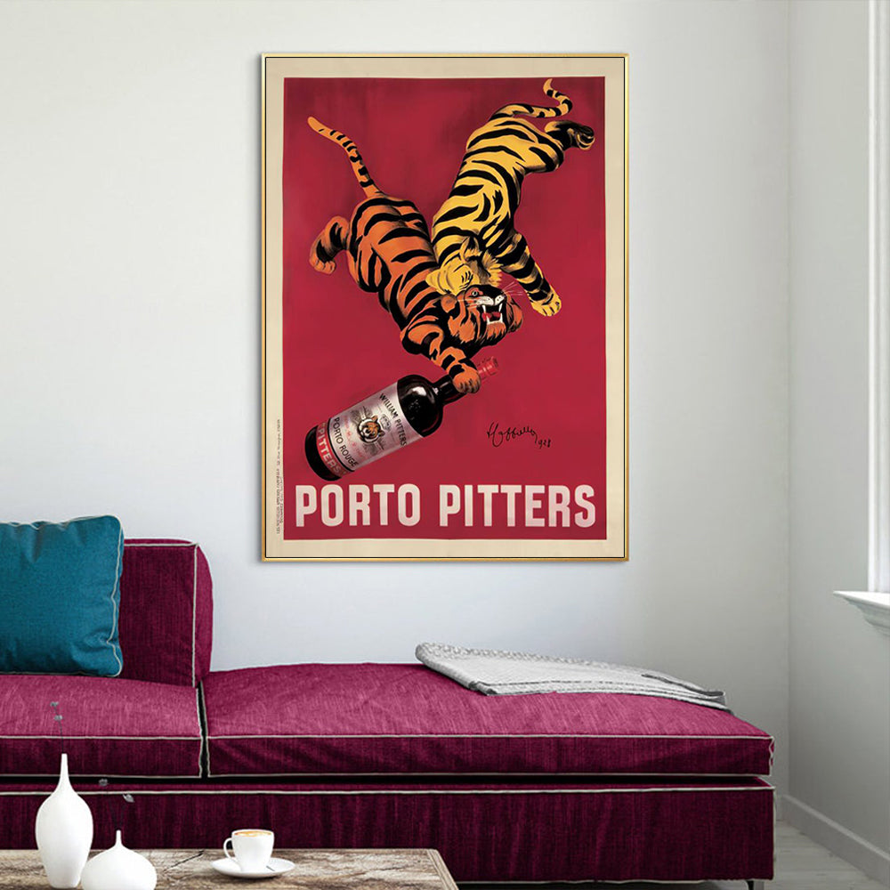 Vintage Gold Framed Porto Pitters Canvas Art - 40cm x 60cm