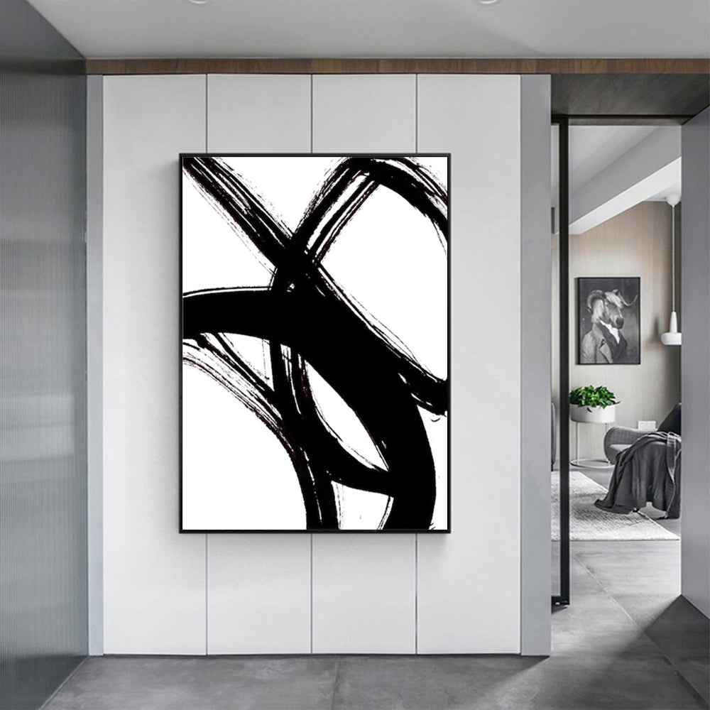 Wall Art 60cmx90cm Minimalist Black Artwork Black Frame Canvas