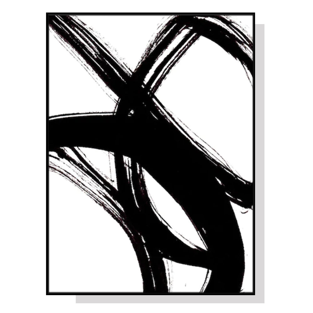 Wall Art 80cmx120cm Minimalist Black Artwork Black Frame Canvas
