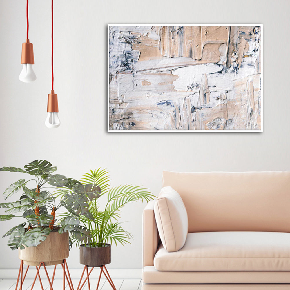 Contemporary 40x60cm Abstract Oil Canvas Art with White Floating Frame