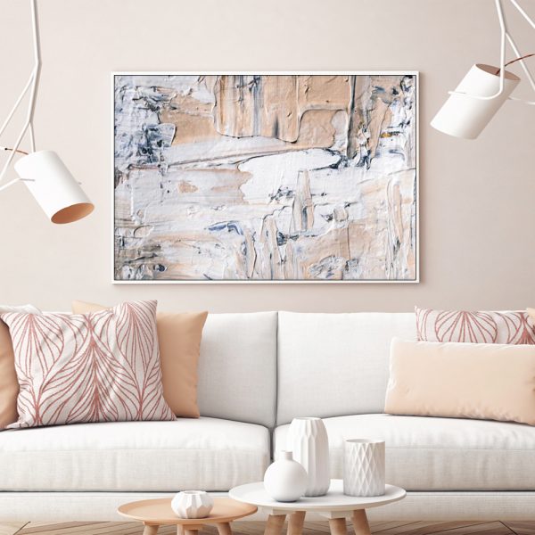 Contemporary 40x60cm Abstract Oil Canvas Art with White Floating Frame