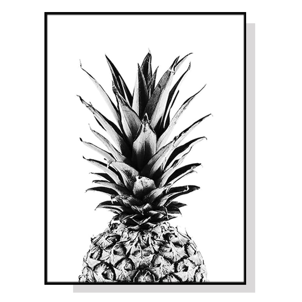 Framed Canvas Art: 40x60cm Pineapple Print in Elegant Black Frame