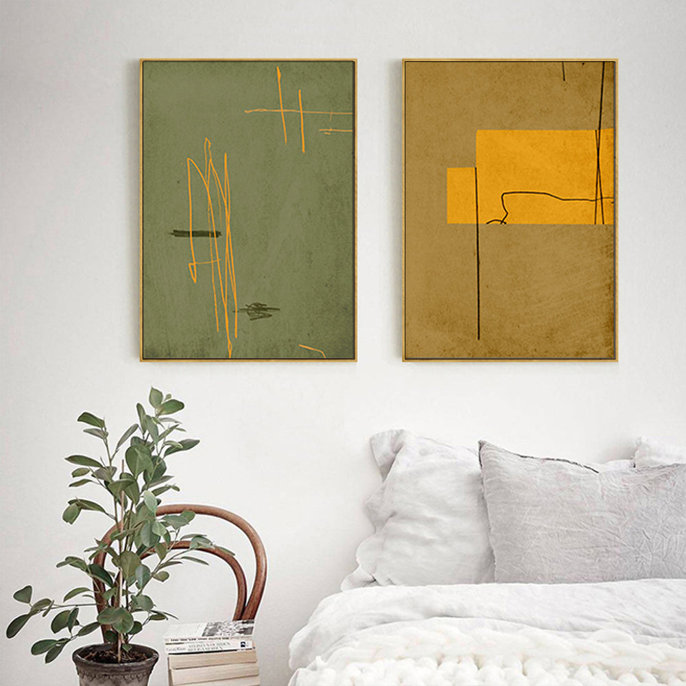 Elegant Gold Framed Canvas Wall Art Set - 90cm x 135cm United Study Design