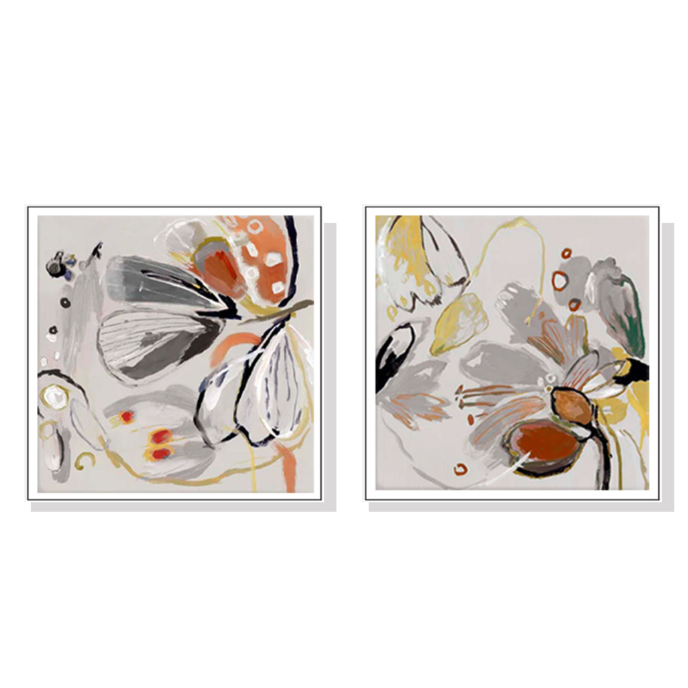 Framed 40x40cm Spring Blossom Canvas Art - Set of 2 with White Frames