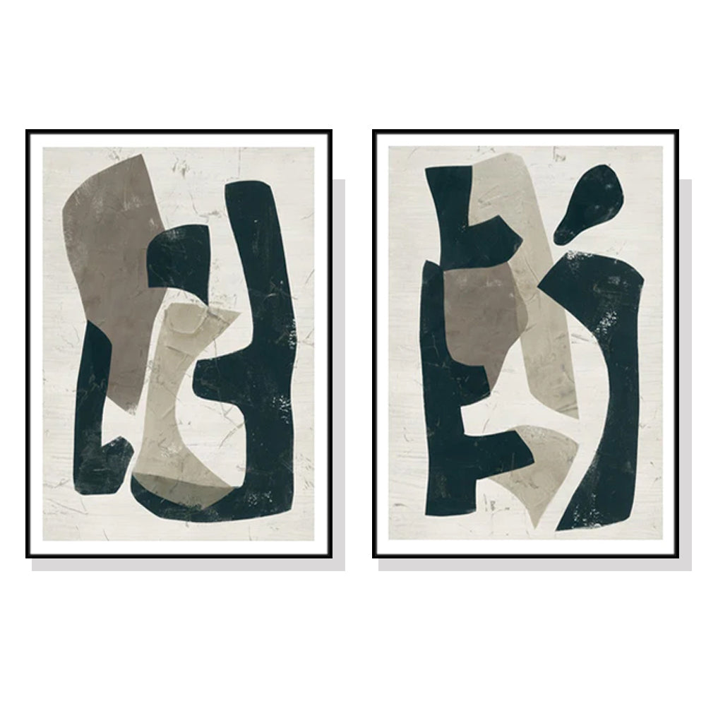 Abstract Puzzle Wall Art Set - 40x60cm Black Framed Canvas Prints