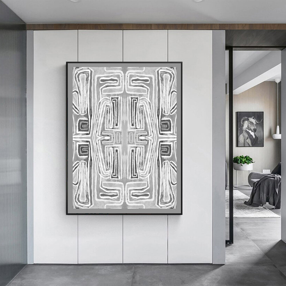 Abstract Mountain Canvas Wall Art with Black Floating Frame - 60cm x 90cm
