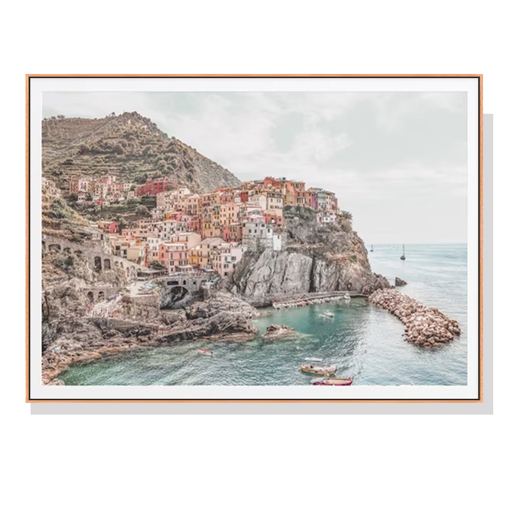 Cinque Terre Canvas Print with Floating Frame - 80x120cm Italian Wall Art