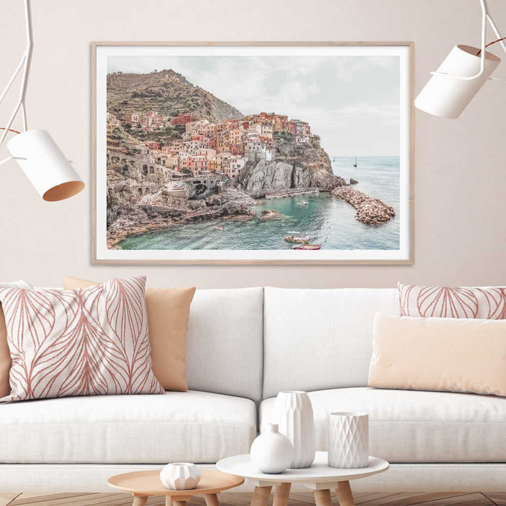 Cinque Terre Canvas Print with Floating Frame - 80x120cm Italian Wall Art