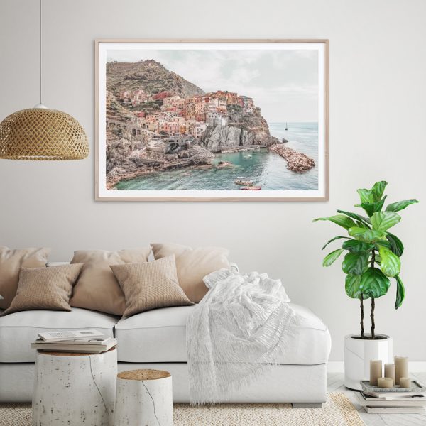 Cinque Terre Canvas Print with Floating Frame - 80x120cm Italian Wall Art