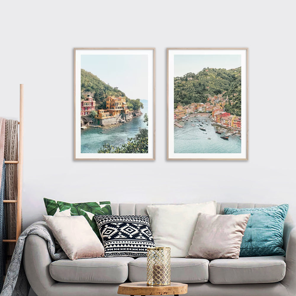 Framed Canvas Art of Italy's Coast - 70cm x 100cm, Set of 2