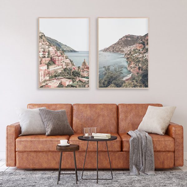 Italy Positano Canvas Wall Art Set - 90cm x 135cm Framed Prints