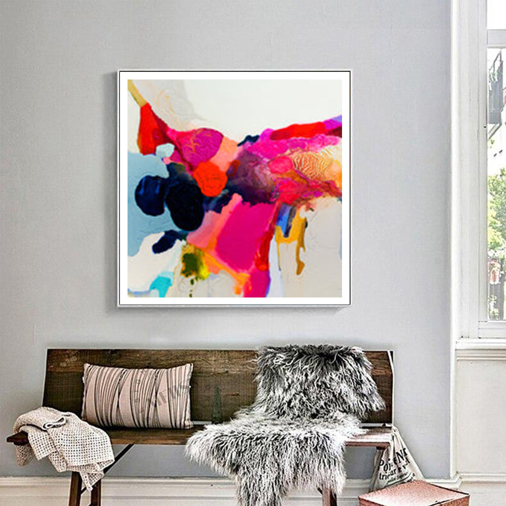 Framed Canvas Art 60x60cm with Floating Effect in White Frame