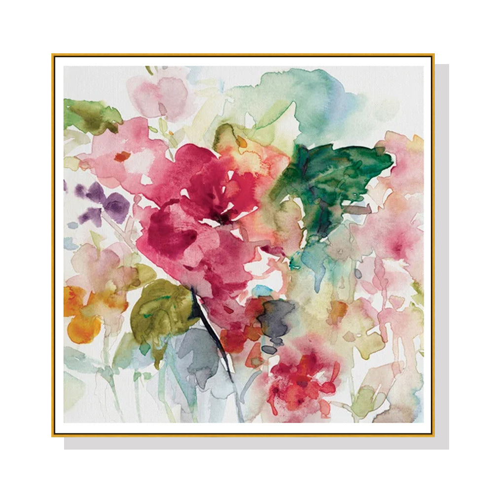 Floral Elegance 100cmx100cm Canvas Art with Gold Floating Frame