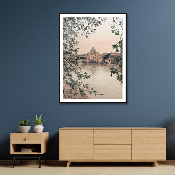 Rome City Canvas Art Print with Black Frame - 70cm x 100cm