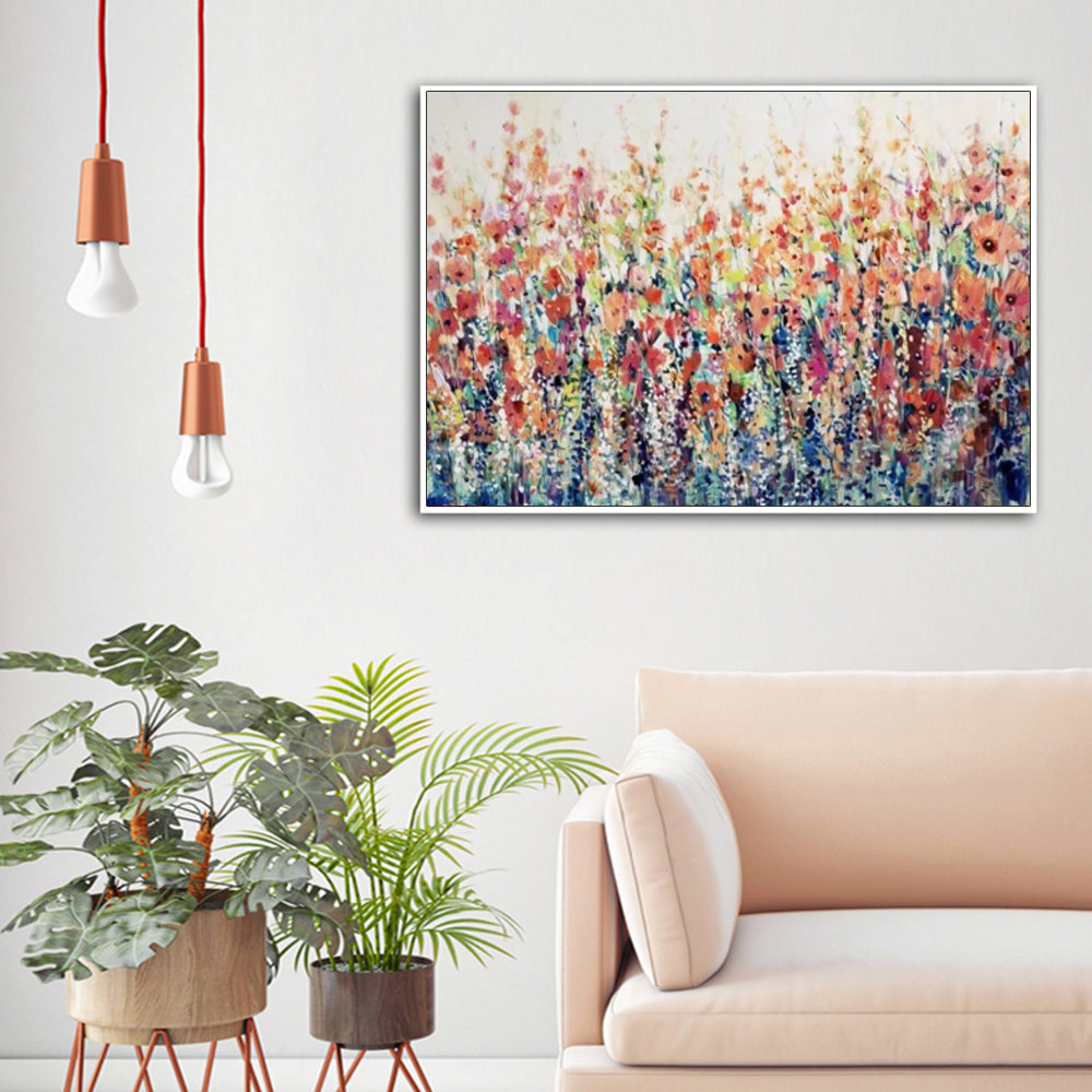 Spring Bloom Canvas Art - 90cm x 135cm Framed in White