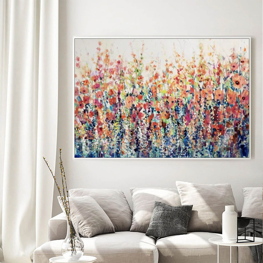Spring Bloom Canvas Art - 90cm x 135cm Framed in White