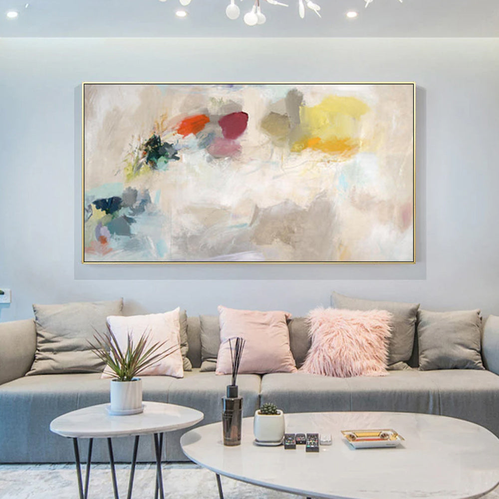 Abstract Gold Framed Canvas Art - 60cm x 120cm Elegant Design