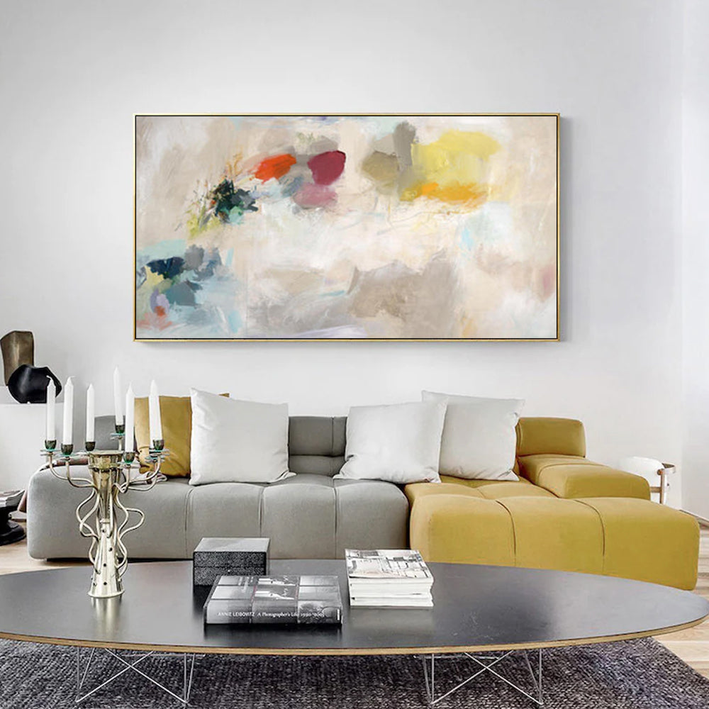 Abstract Gold Framed Canvas Art - 60cm x 120cm Elegant Design